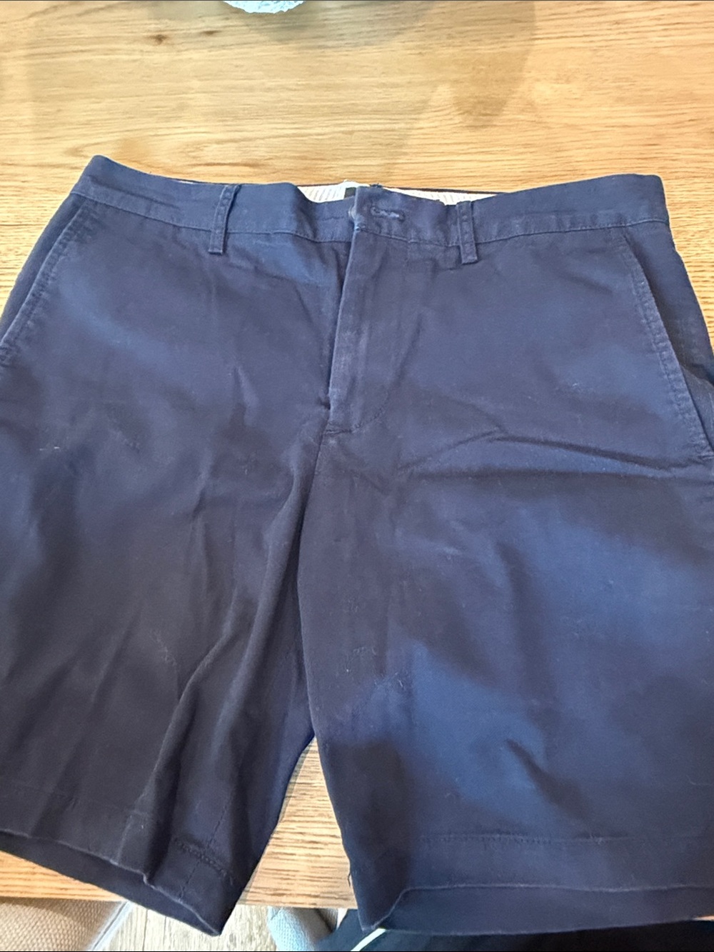 Club Monaco Navy and White Striped Waistband Shorts